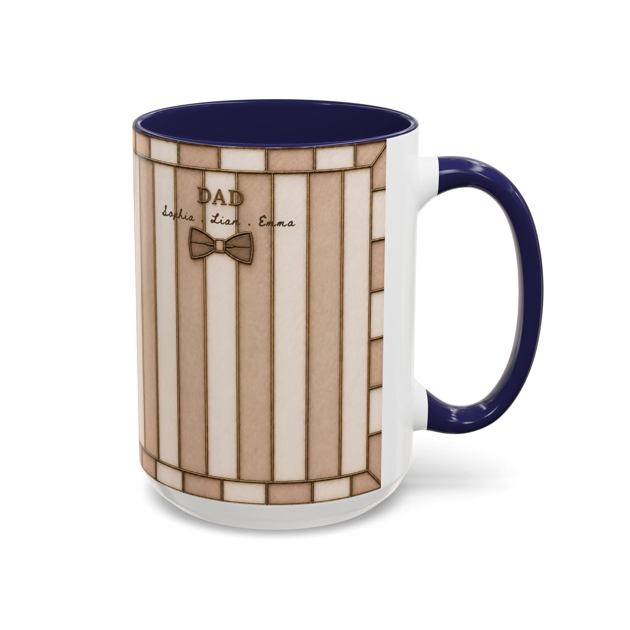 Custom Striped Dad Mug, Personalized Name Cup, Father's Day Gift