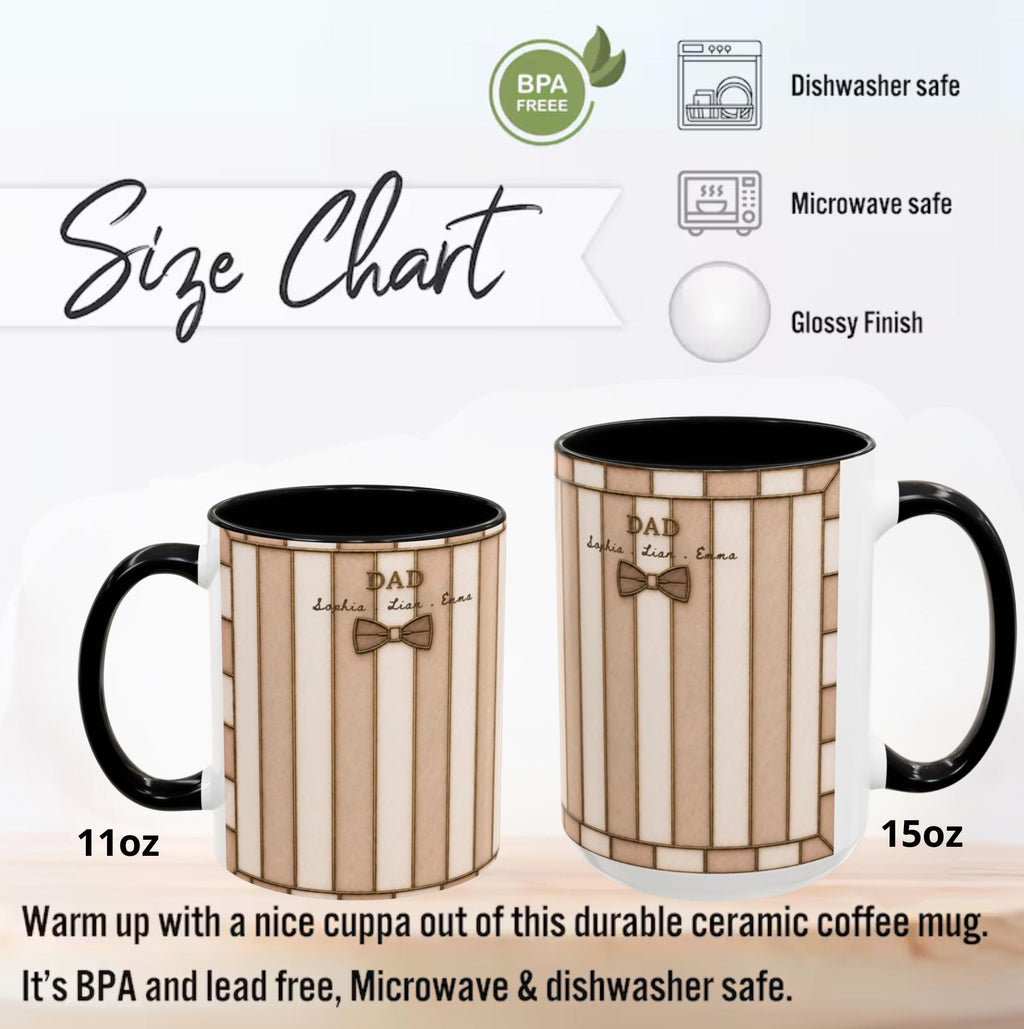 Custom Striped Dad Mug, Personalized Name Cup, Father's Day Gift