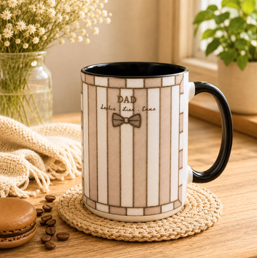 Custom Striped Dad Mug, Personalized Name Cup, Father's Day Gift