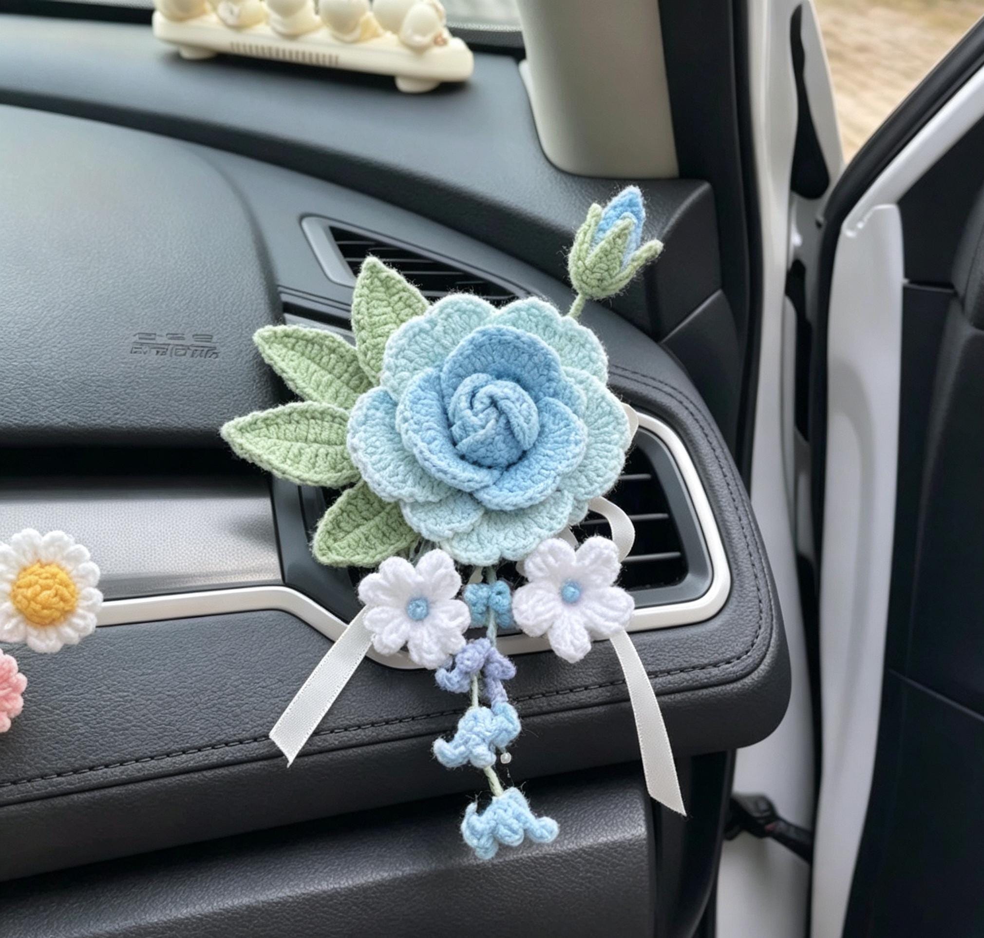 Crochet Recipe Handmade Crochet Flower Car Vent Clip With Scent Tablet Air Freshener