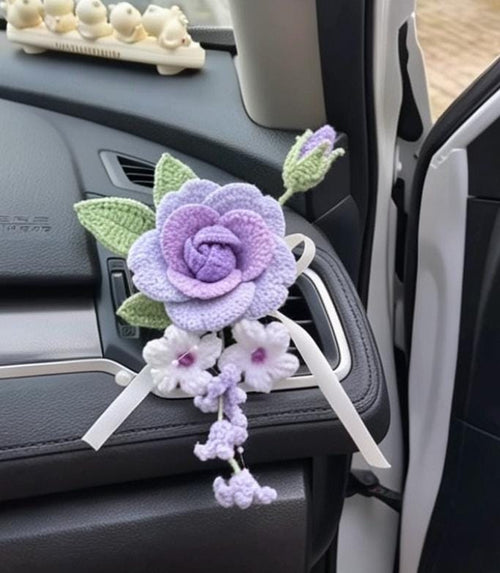 Crochet Recipe Handmade Crochet Flower Car Vent Clip With Scent Tablet Air Freshener