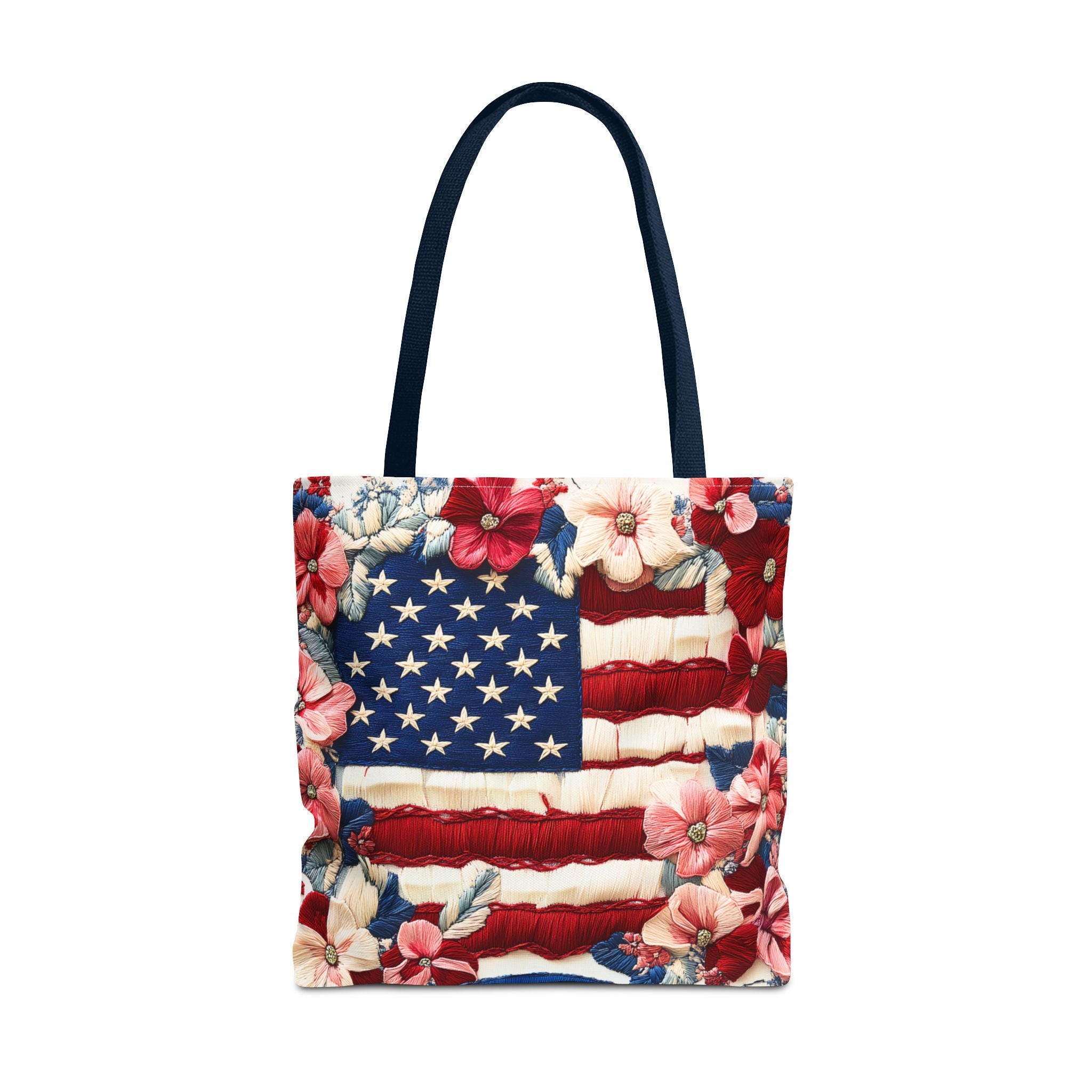 LELORESTORE Patriotic Floral Tote Bag American Flag Wildflower