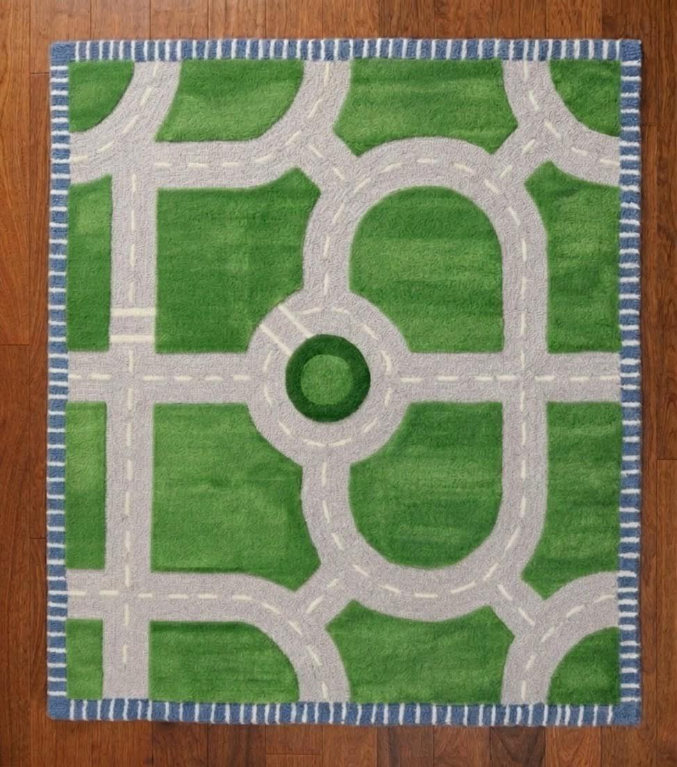 RugverseCreations Hand Tufted Road Play Rug 3D Sculpted Car Track