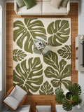 RugverseCreations Hand Tufted Wool Area Rug 3D Monstera Leaf Moss Green