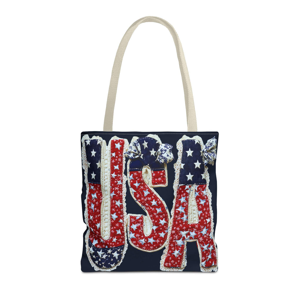 USA Tote Bag Faux Embroidered American Flag Fourth of July