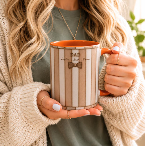 Custom Striped Dad Mug, Personalized Name Cup, Father's Day Gift