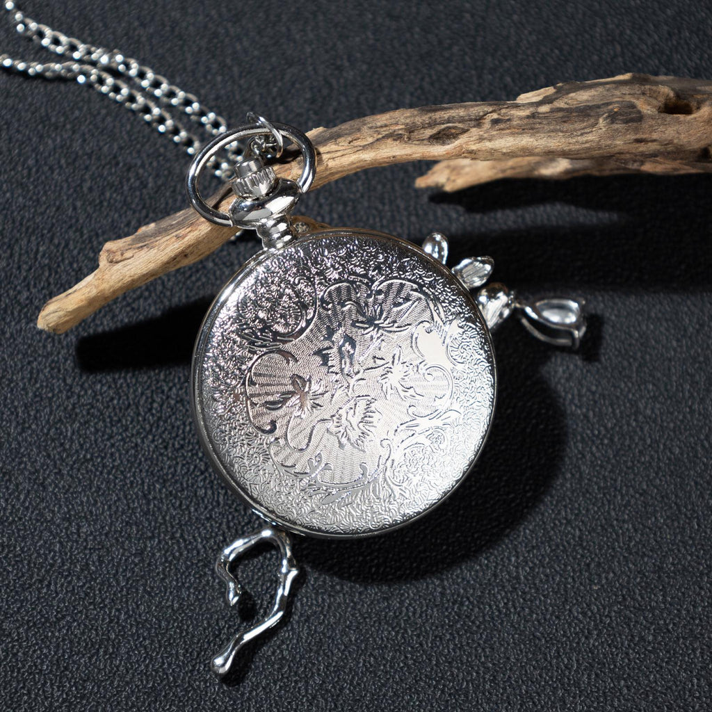 Oryeia Handcrafted Butterfly Pocket Watch Necklace with Preserved Wing Dial