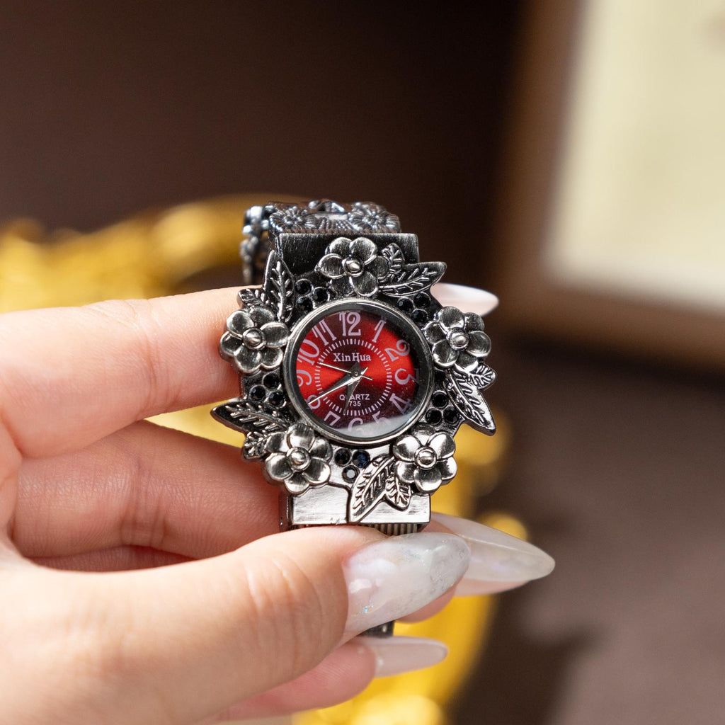 Oryeia Retro Gothic Floral Unisex Vintage Cuff Bracelet Watch