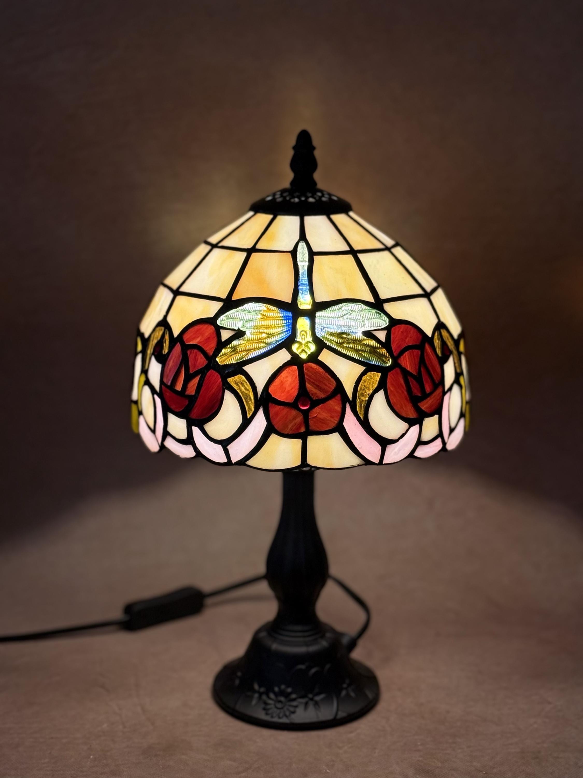 U2Antique Floral Tiffany Stained Glass Table Lamp