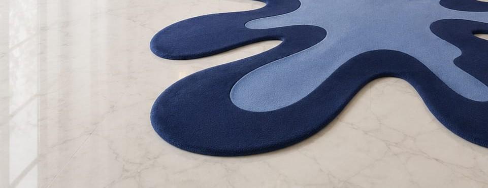 RugverseCreations Hand-Tufted Wool Area Rug Irregular Shape Blue