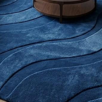 RugverseCreations Blue Wave Hand Tufted 3D Area Rug 8x10