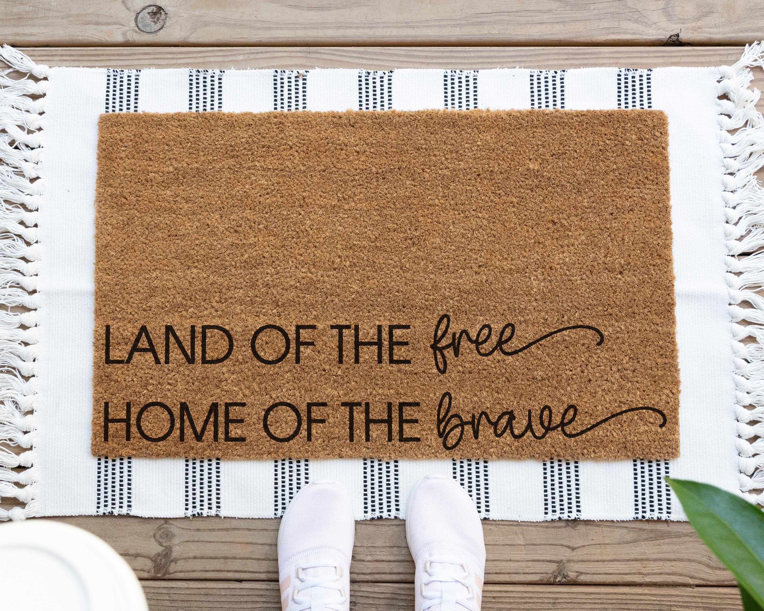 HamlinRowShop Land of the Free Coir Doormat 16x24 Inches
