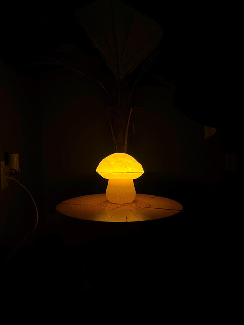 Bostonhomestudio Plug-In Mushroom Table Lamp E12 Amber Bulb 7in