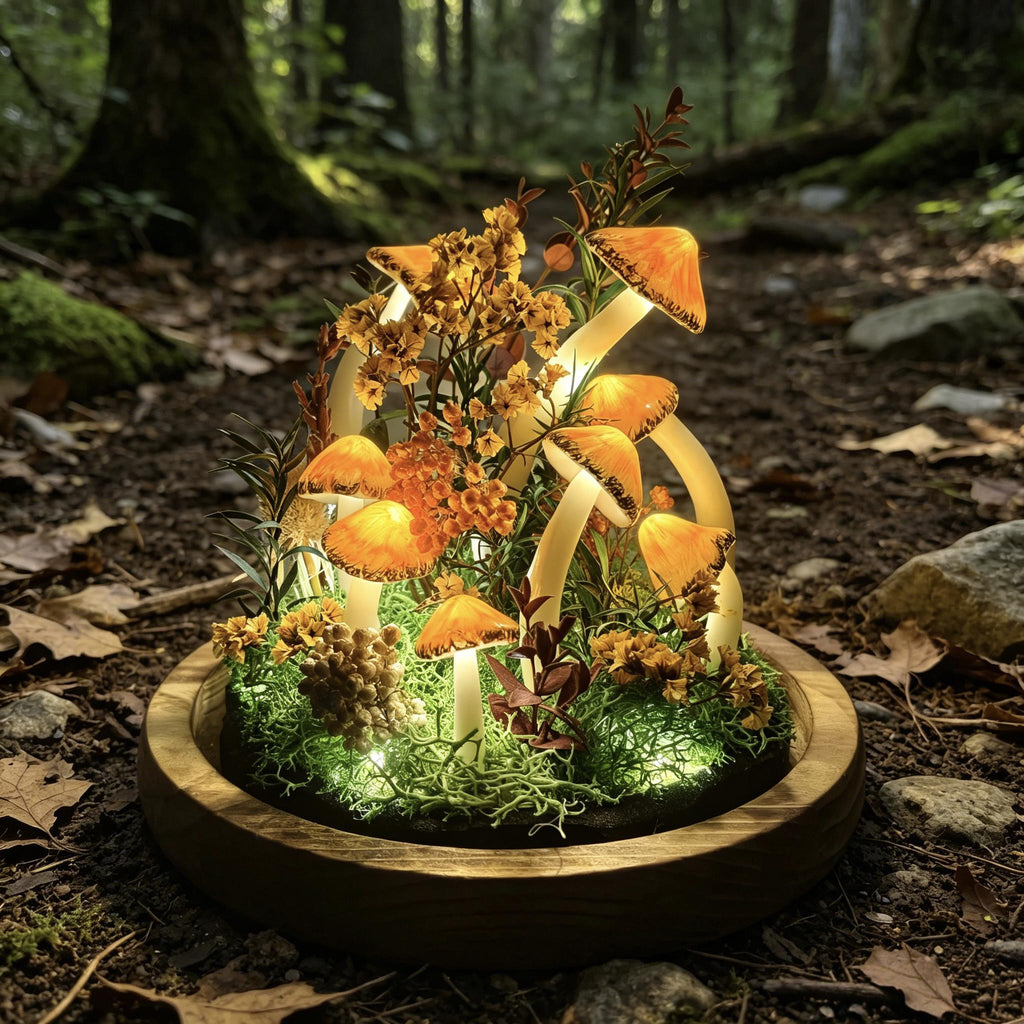StarlitCarat Orange Mushroom Lamp Night Light 6.3in 2200K Battery