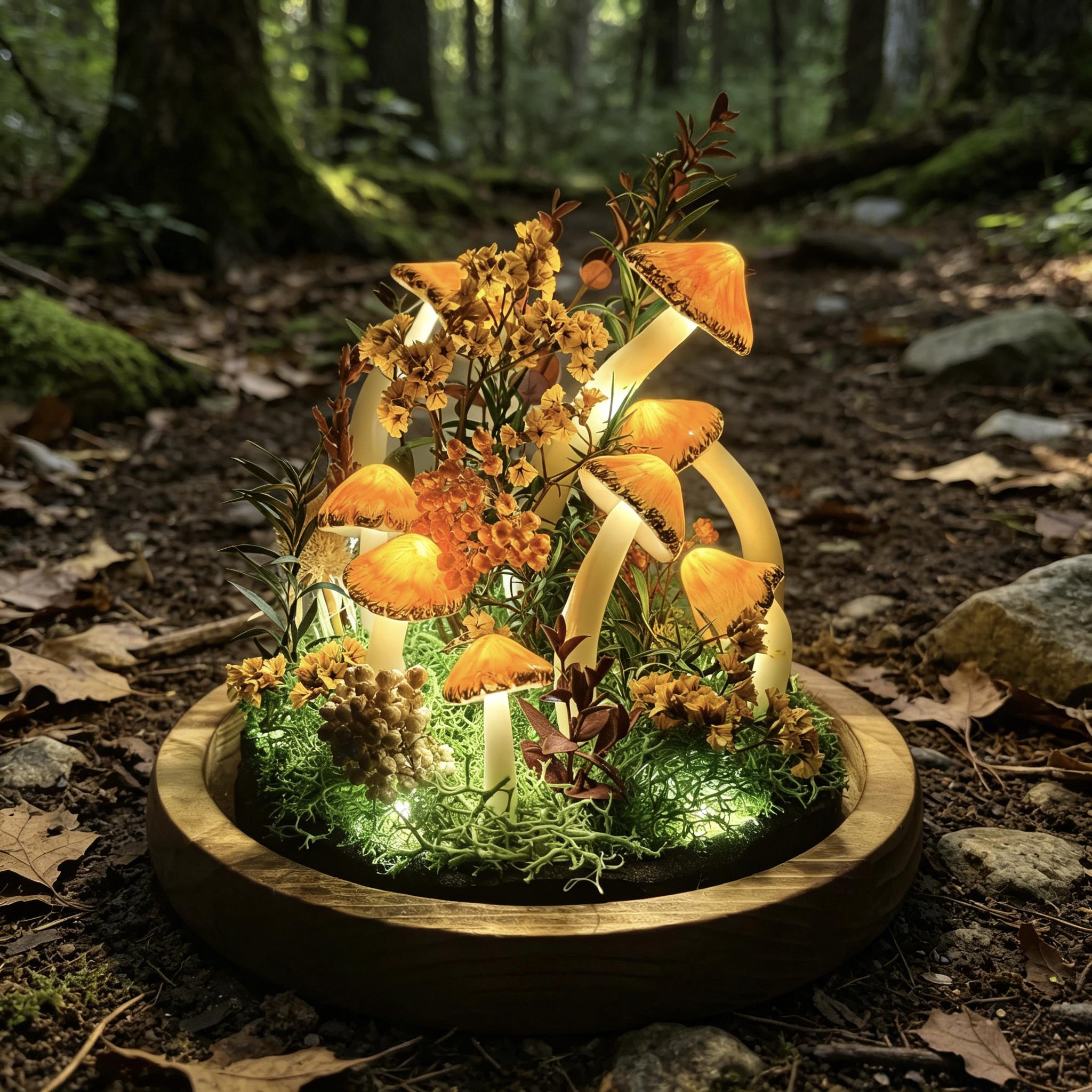 StarlitCarat Orange Mushroom Lamp Night Light 6.3in 2200K Battery