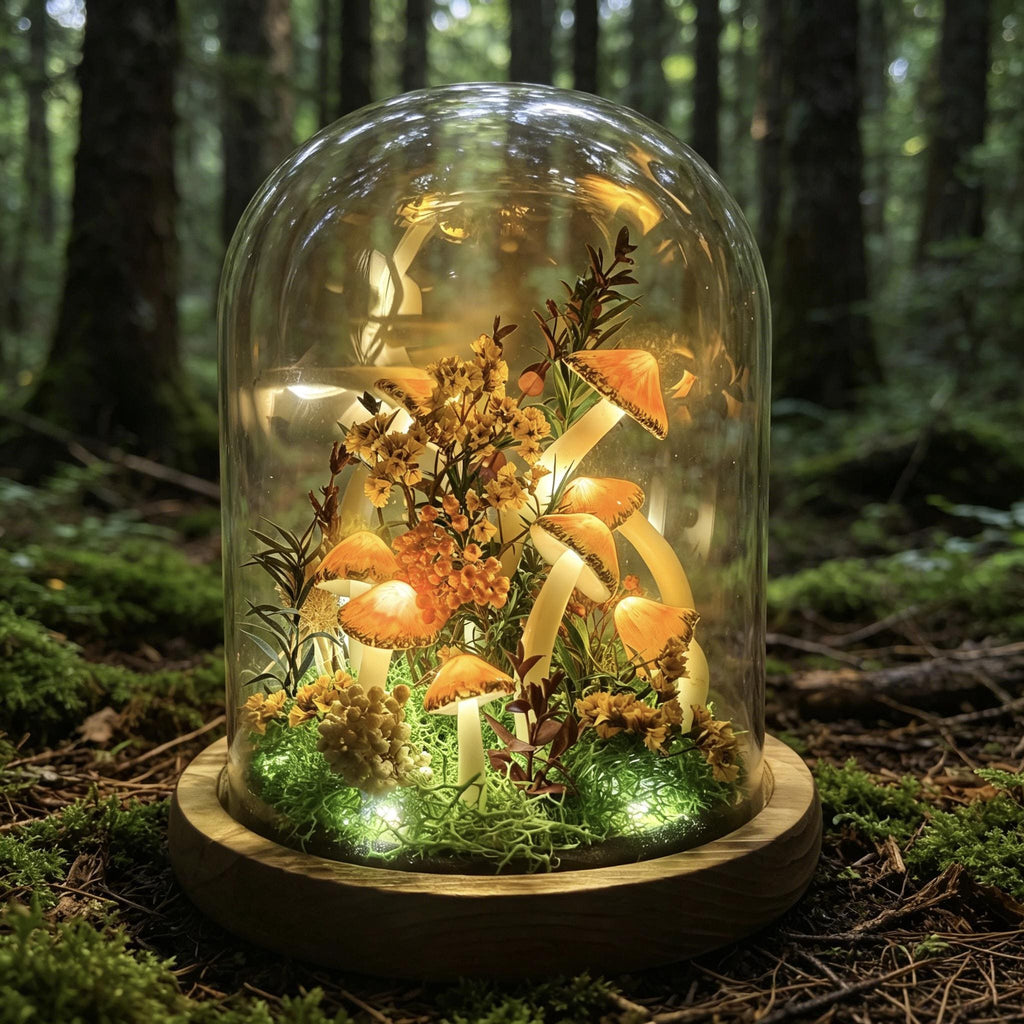StarlitCarat Orange Mushroom Lamp Night Light 6.3in 2200K Battery