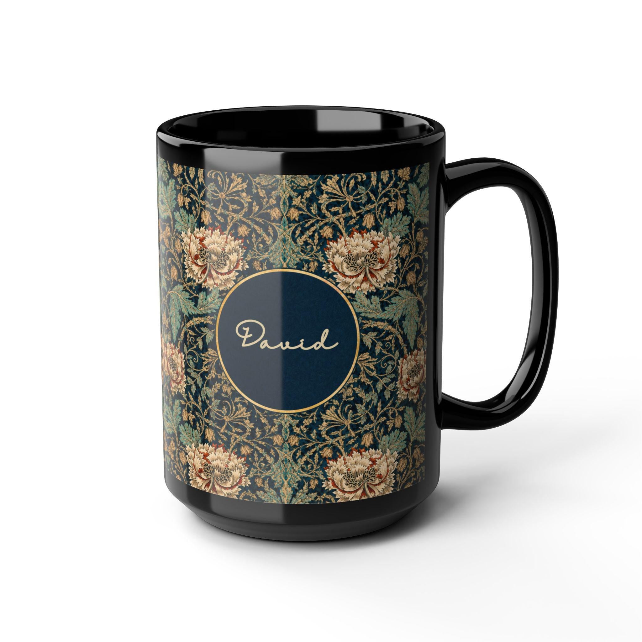 Custom Floral Coffee Mug Personalized Botanical Ceramic Cup Cottagecore