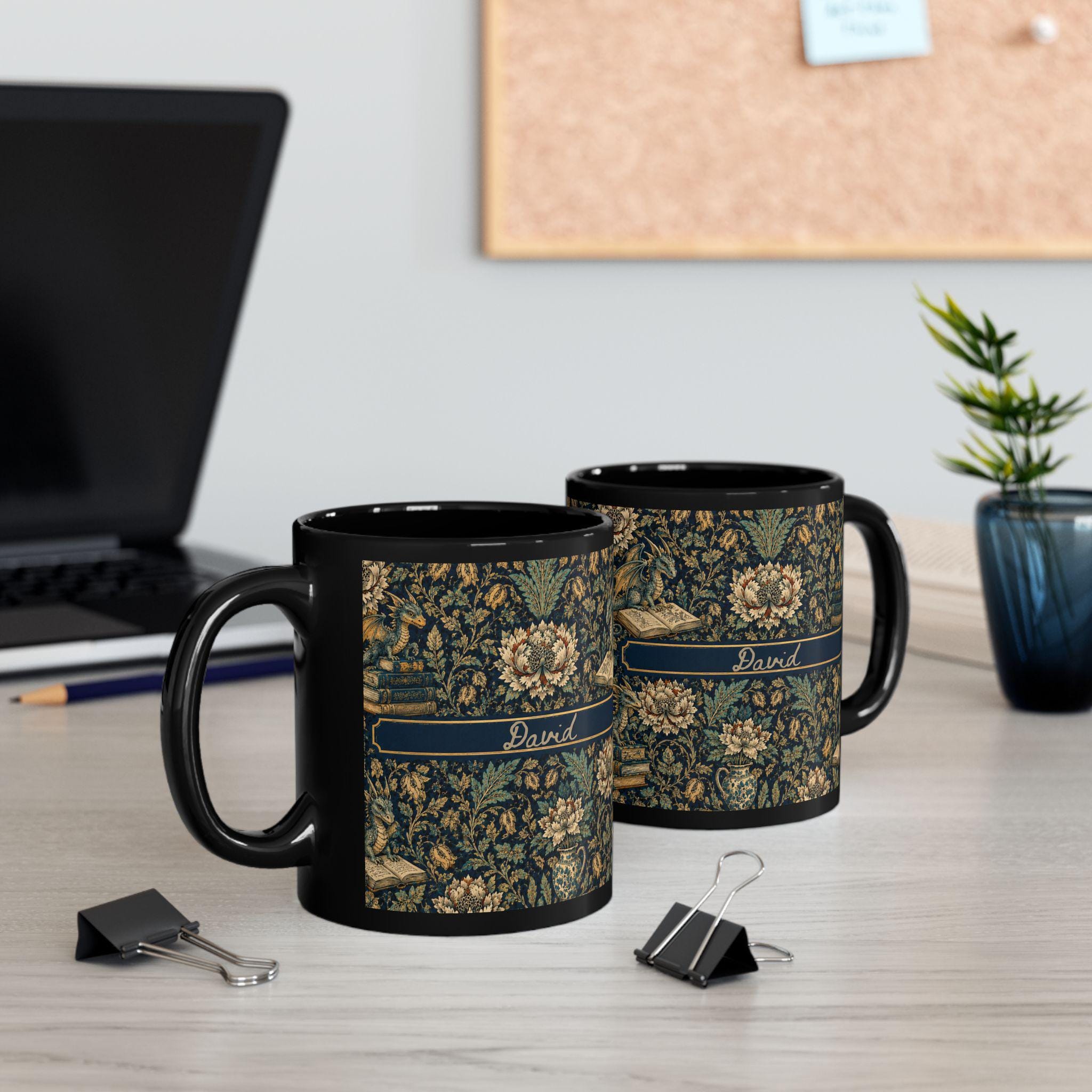 LELORESTORE Personalized Dark Academia Floral Mug Gothic Botanical Coffee Cup