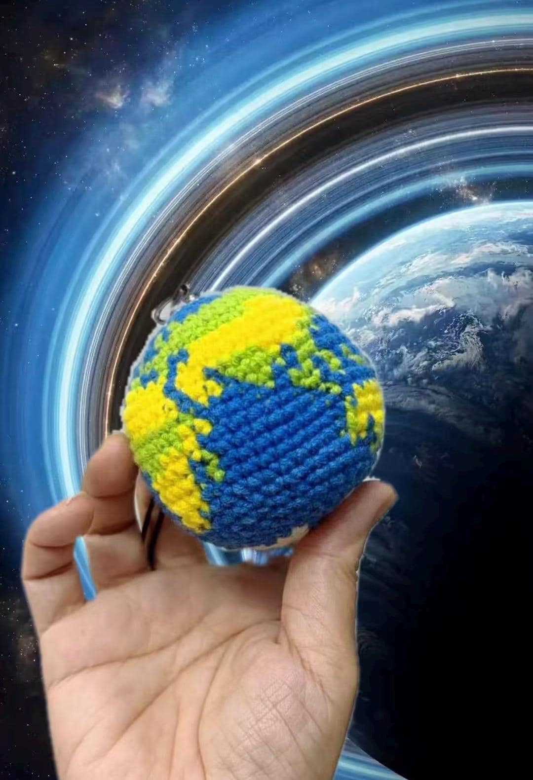 CrochetRecipe Crochet Earth Hacky Sack Handmade Planet Footbag 2.2in