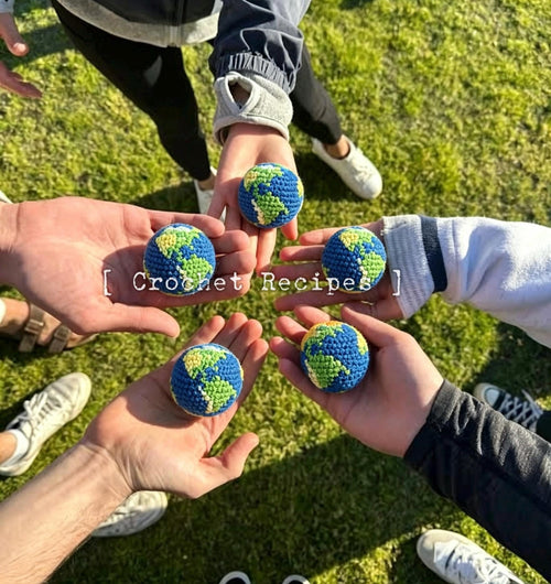 CrochetRecipe Crochet Earth Hacky Sack Handmade Planet Footbag 2.2in