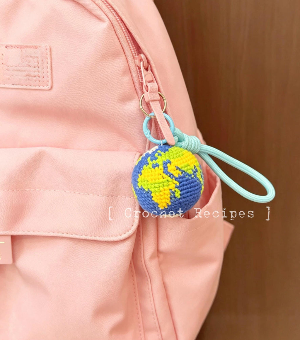 CrochetRecipe Crochet Earth Hacky Sack Handmade Planet Footbag 2.2in