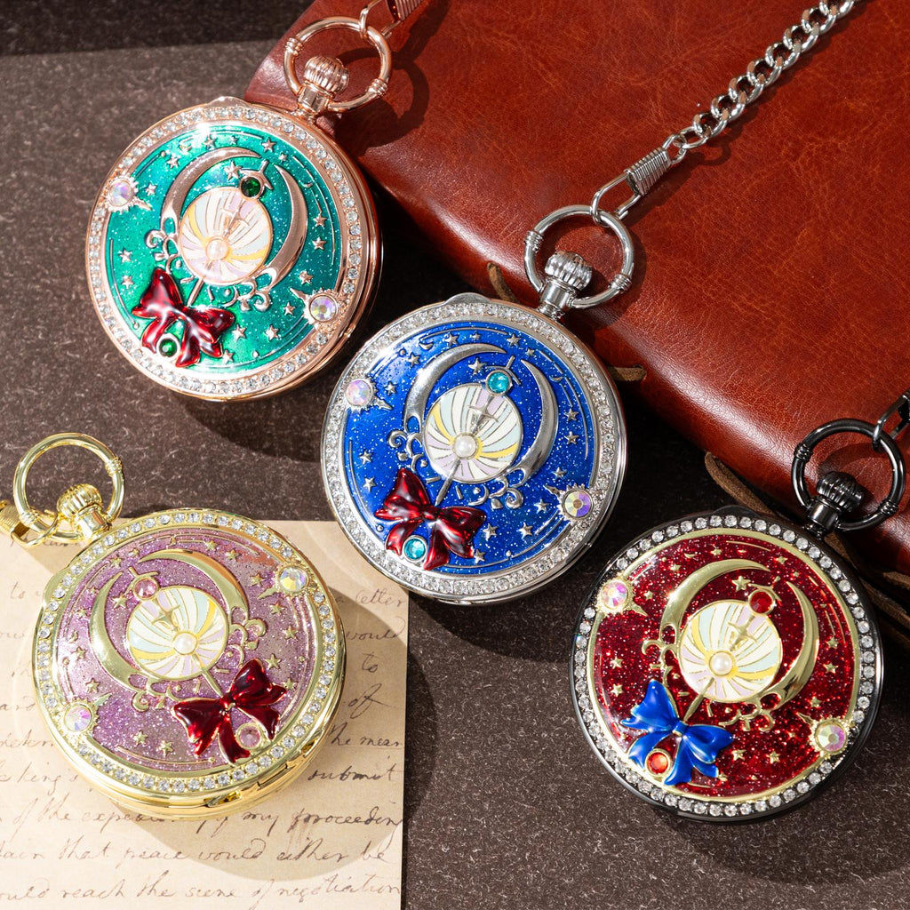 Oryeia Personalized Musical Pocket Watch with Custom Photo Moon Design