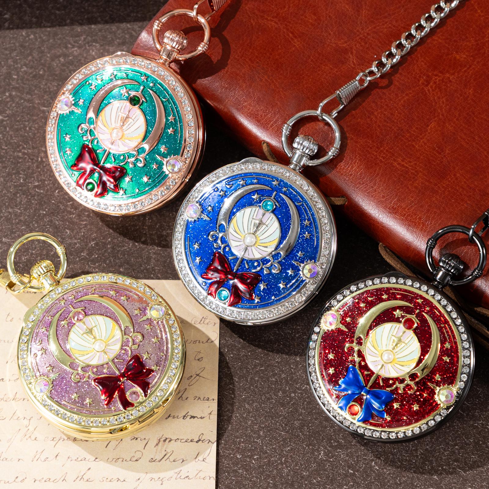 Oryeia Personalized Musical Pocket Watch with Custom Photo Moon Design