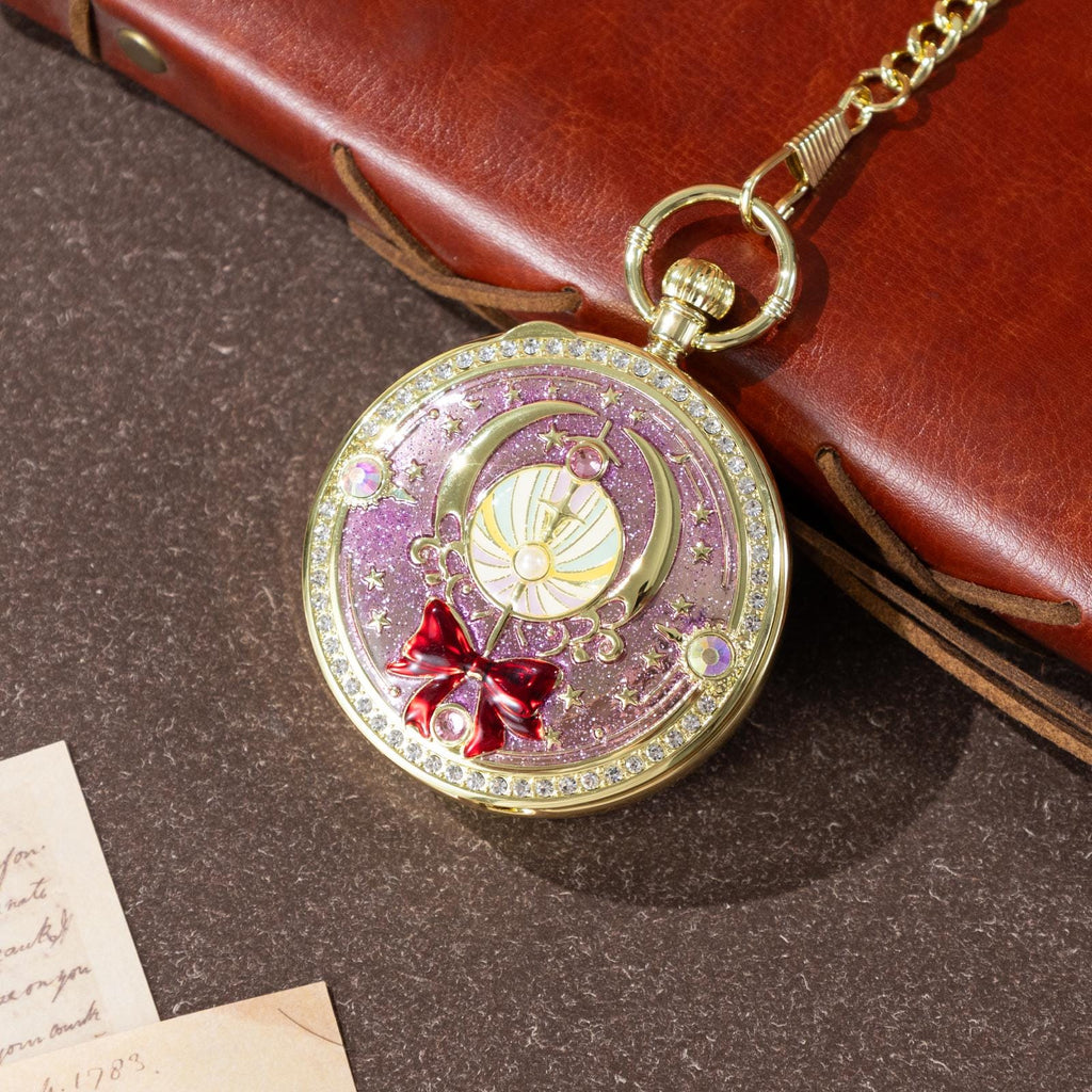 Oryeia Personalized Musical Pocket Watch with Custom Photo Moon Design