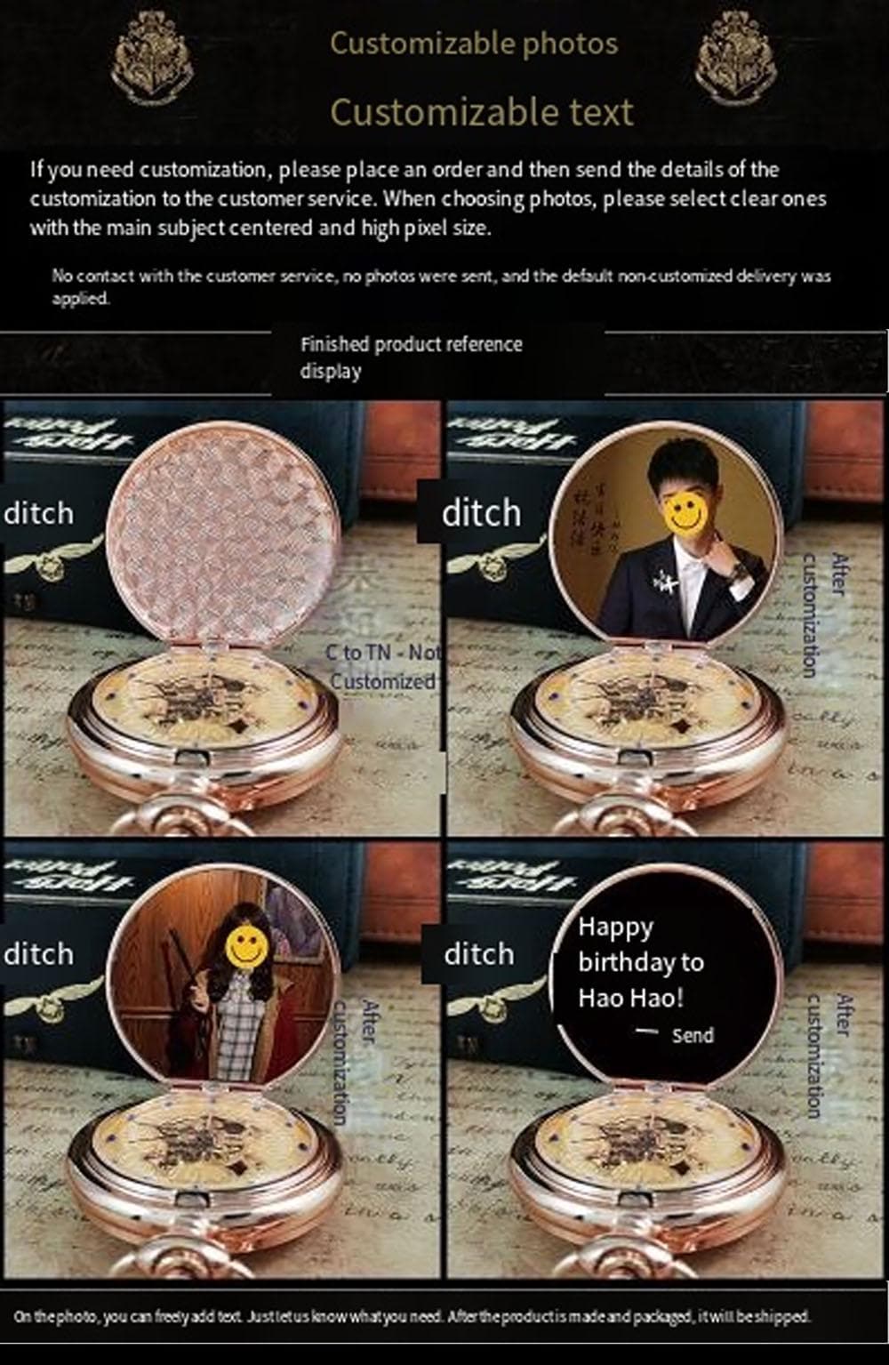 Oryeia Personalized Musical Pocket Watch with Custom Photo Moon Design