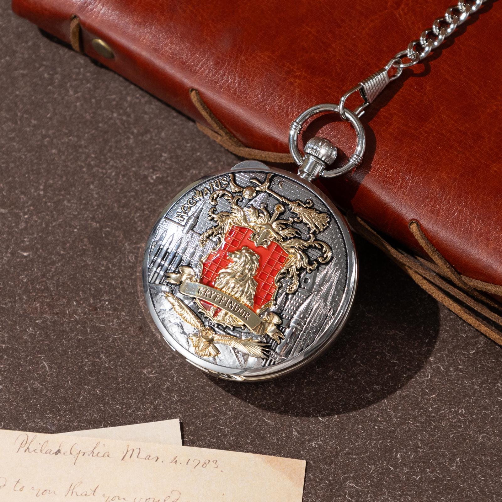 Oryeia Retro Crest Lion Musical Pocket Watch Engraved Music Box