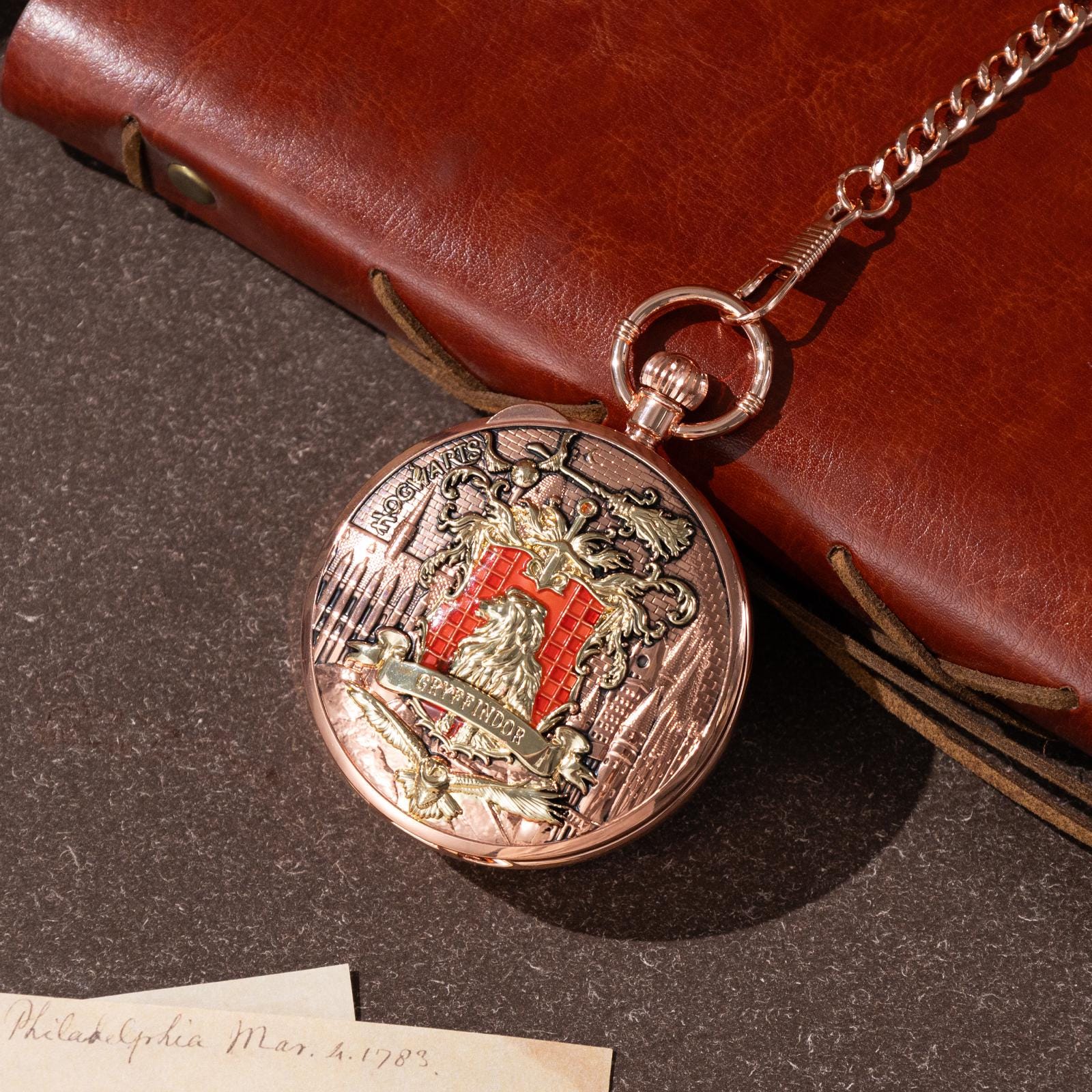 Oryeia Retro Crest Lion Musical Pocket Watch Engraved Music Box
