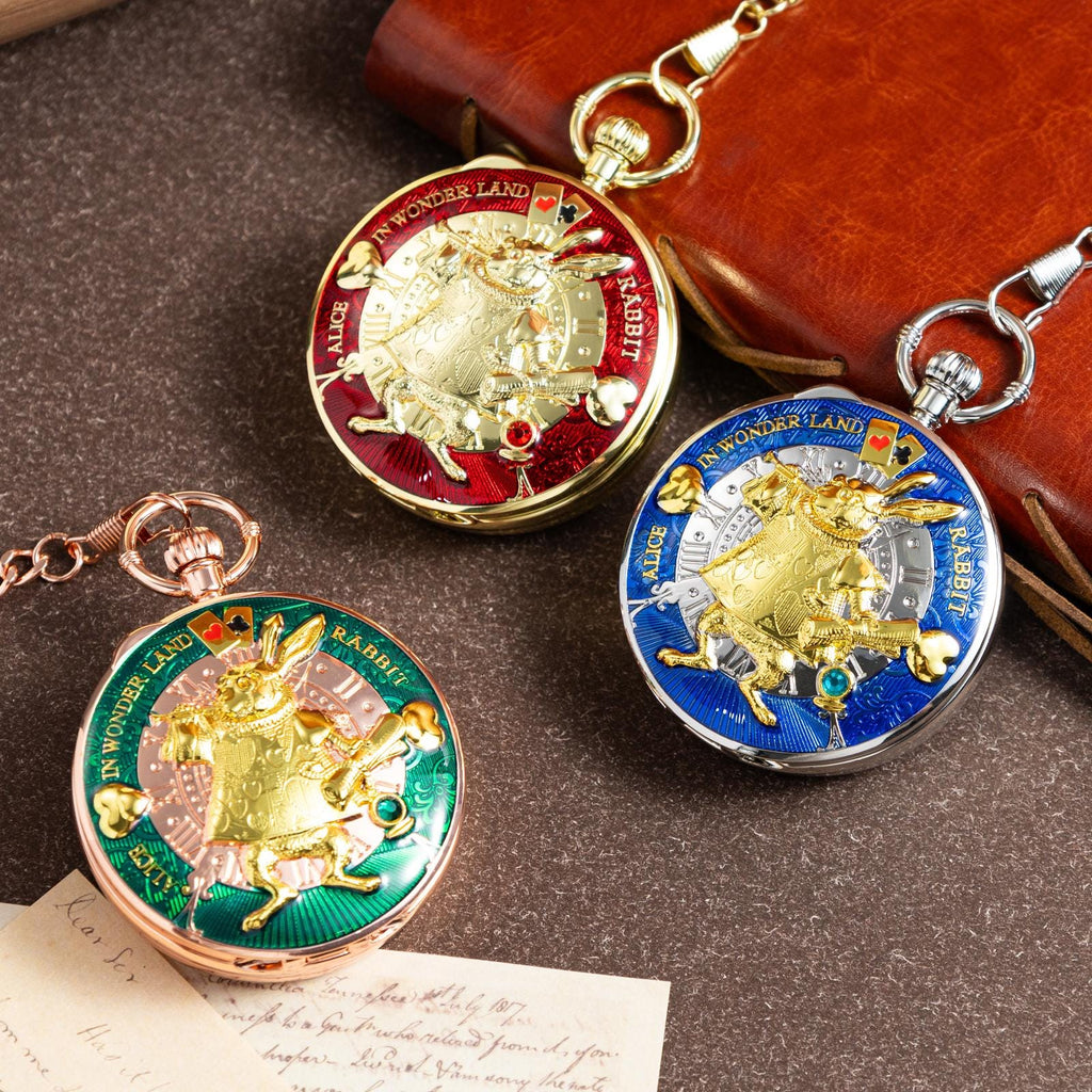 Oryeia Pocket Watch White Rabbit Musical Custom Photo