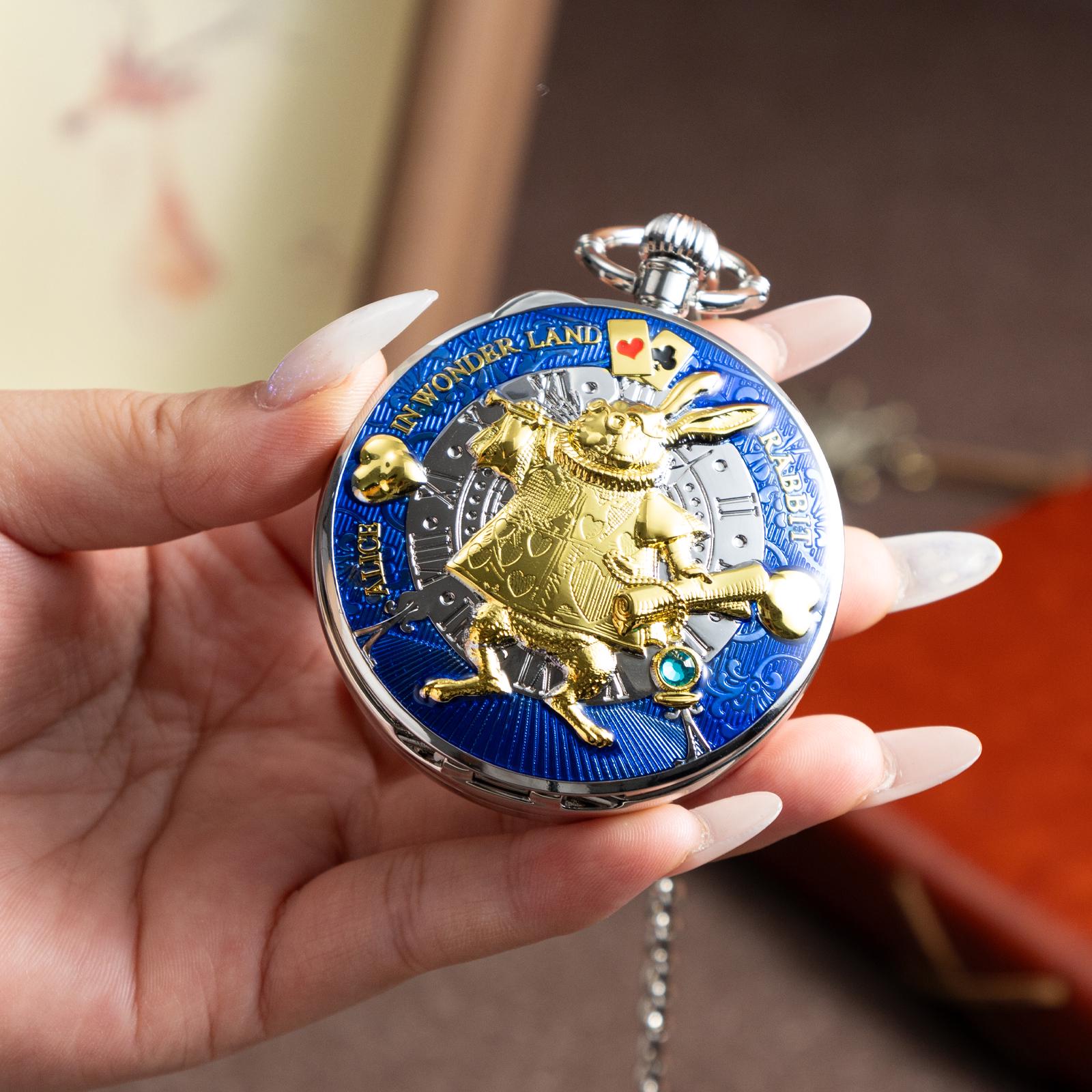 Oryeia Pocket Watch White Rabbit Musical Custom Photo