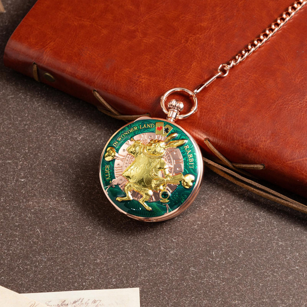 Oryeia Pocket Watch White Rabbit Musical Custom Photo