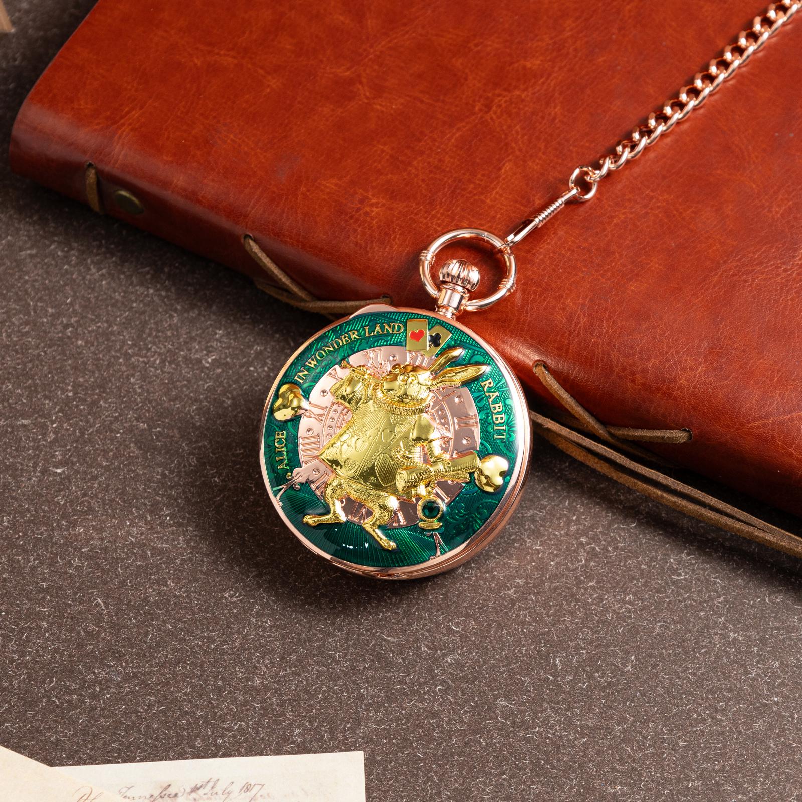 Oryeia Pocket Watch White Rabbit Musical Custom Photo