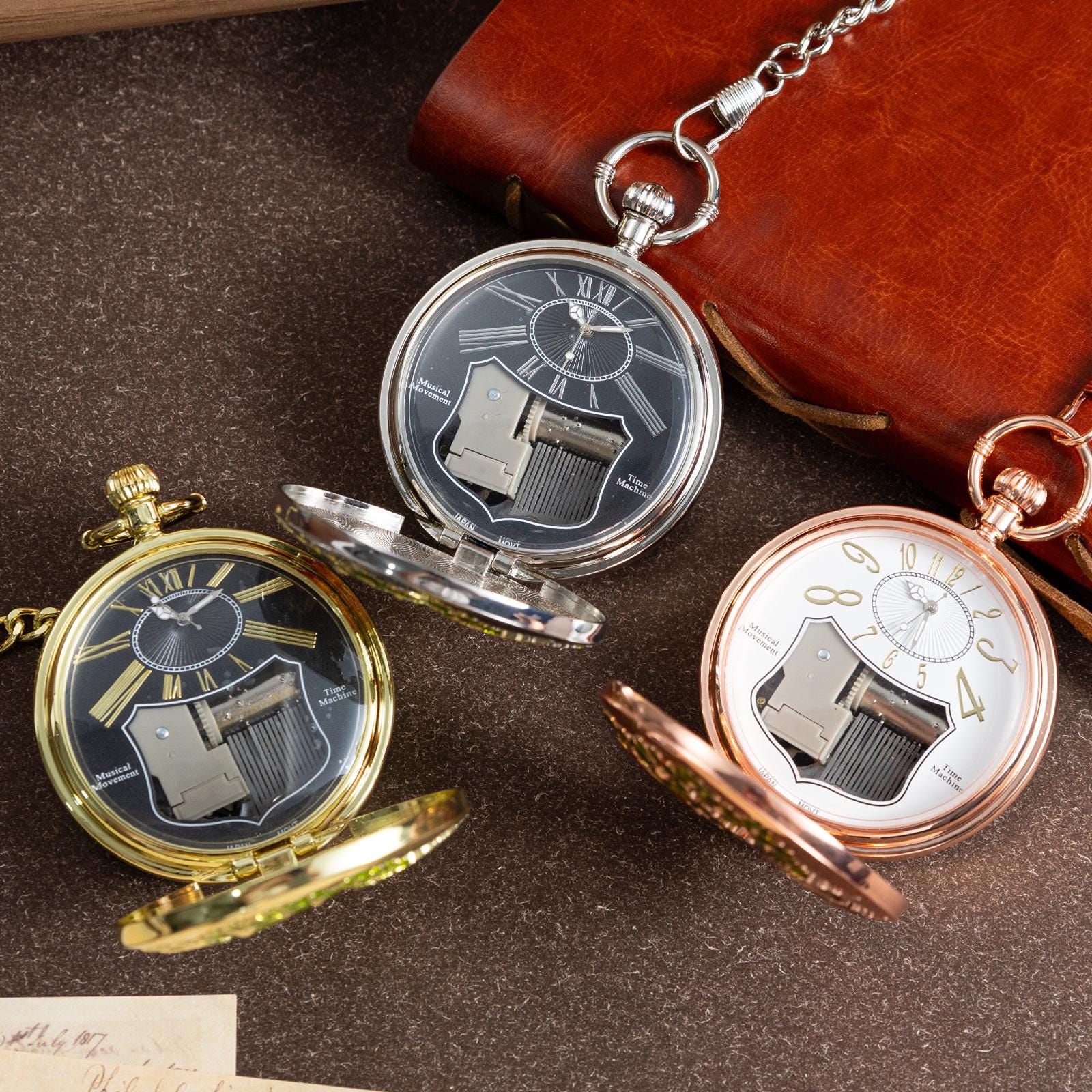 Oryeia Vintage Hollow Filigree Pocket Watch Music Box Butterfly Enamel