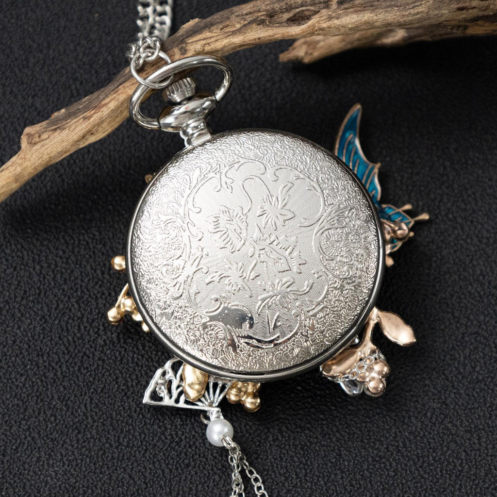 Oryeia Handmade Real Butterfly Specimen Pocket Watch Pendant
