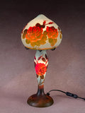 U2Antique Art Nouveau Galle Style Stained Glass Table Lamp Brown and Rose