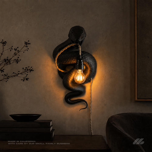 April16studio Sculptural Serpent Wall Sconce Black Snake Lamp