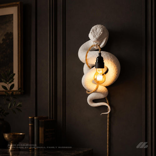 April16studio Snake Wall Lamp Handcrafted Serpent Sconce White