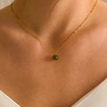 EcloraTreasures Natural Round Green Jade Necklace Gold Beaded Chain