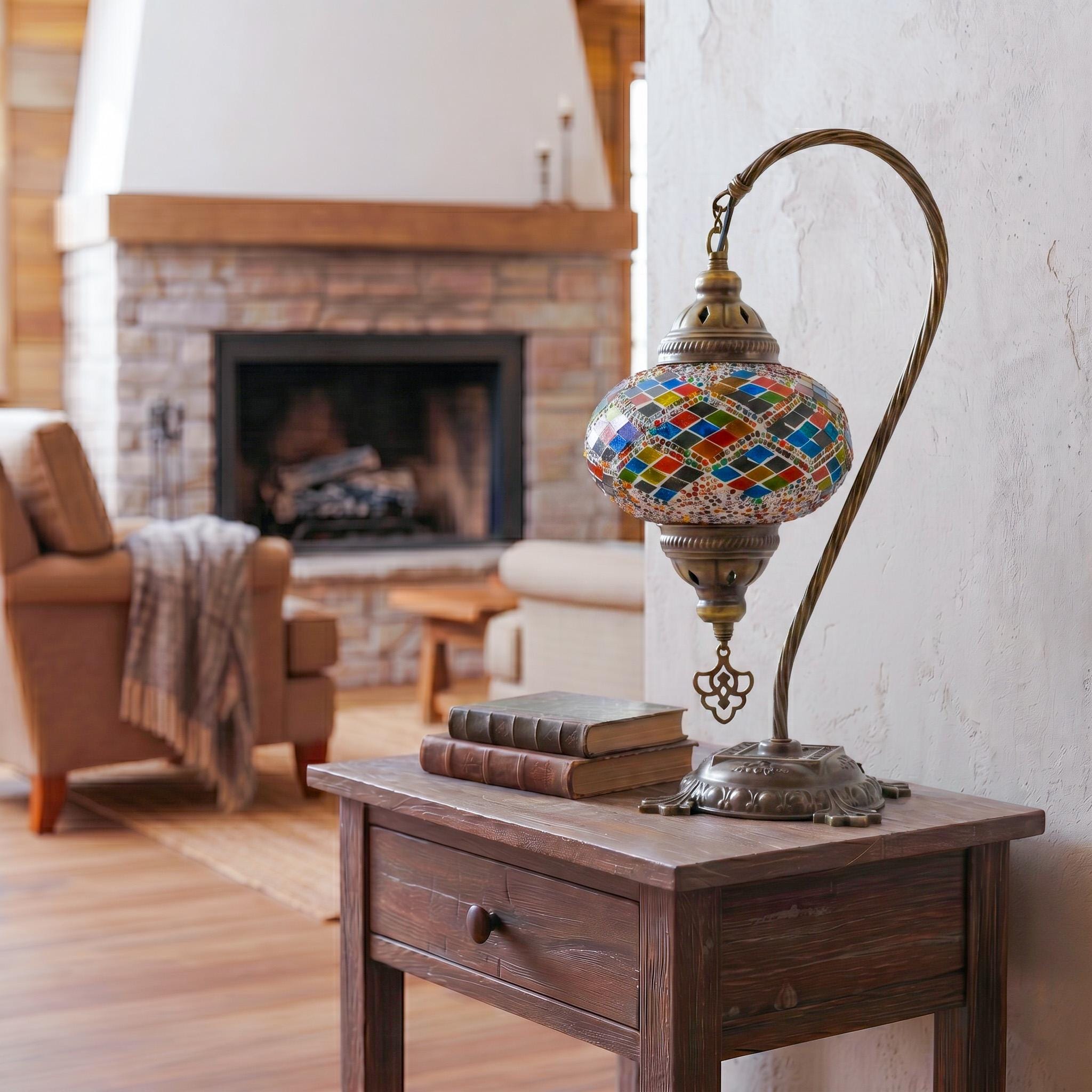 MoslandHome Handmade Turkish Moroccan Mosaic Table Lamp LED