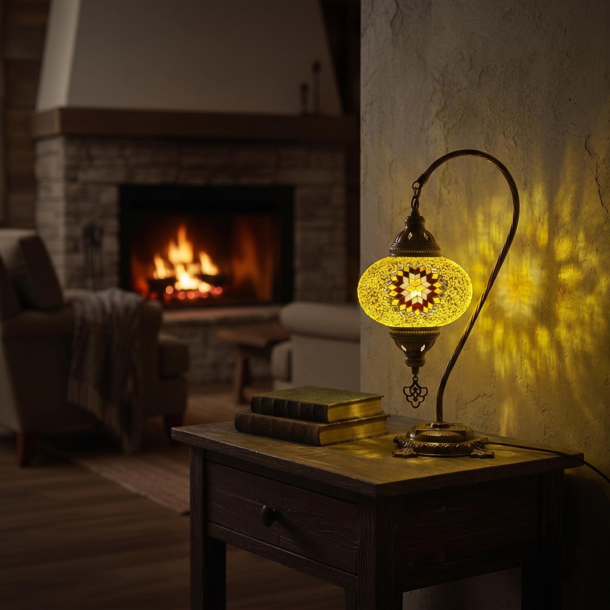 MoslandHome Handmade Turkish Moroccan Mosaic Table Lamp LED
