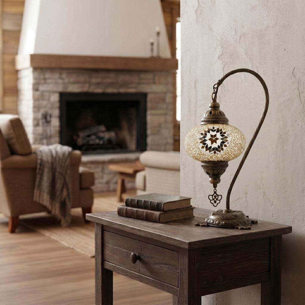 MoslandHome Handmade Turkish Moroccan Mosaic Table Lamp LED