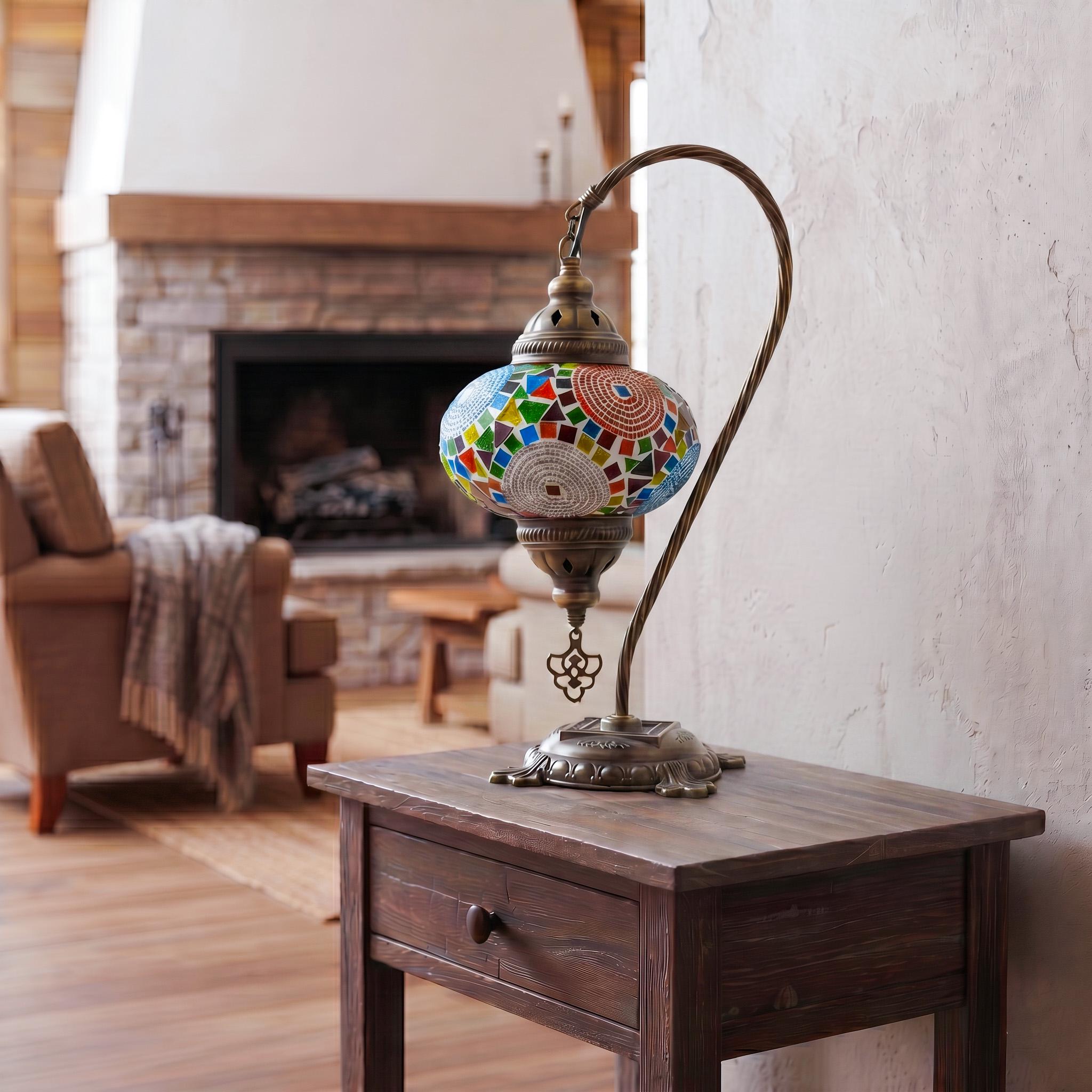 MoslandHome Handmade Turkish Moroccan Mosaic Table Lamp LED