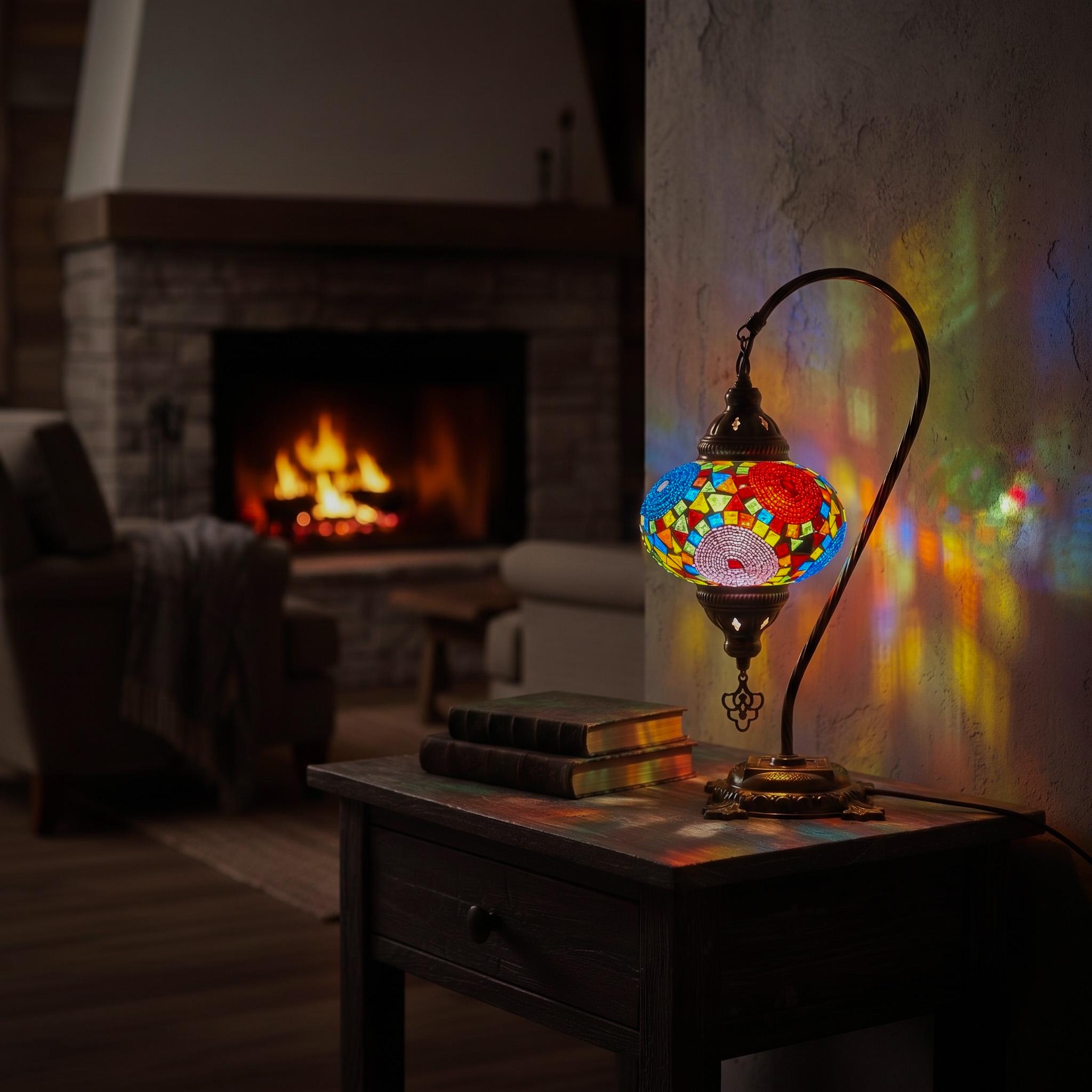 MoslandHome Handmade Turkish Moroccan Mosaic Table Lamp LED