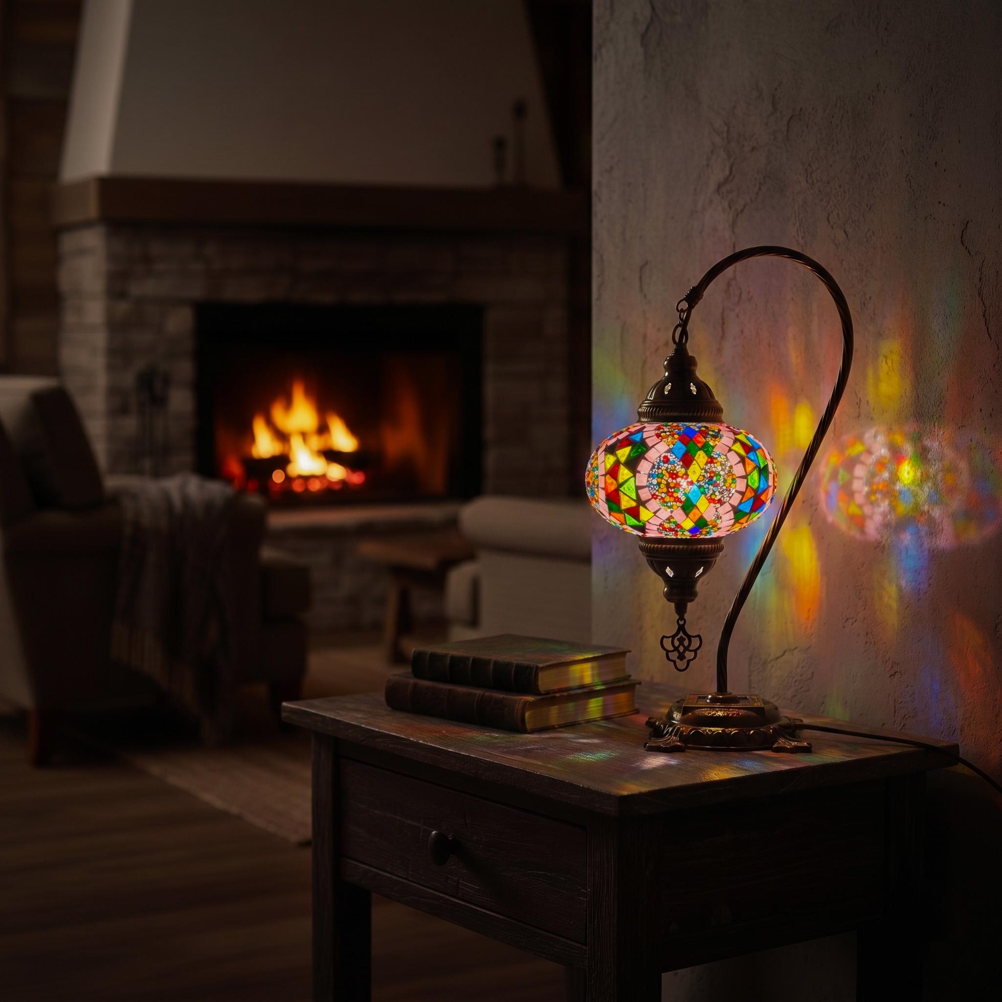 MoslandHome Handmade Turkish Moroccan Mosaic Table Lamp LED