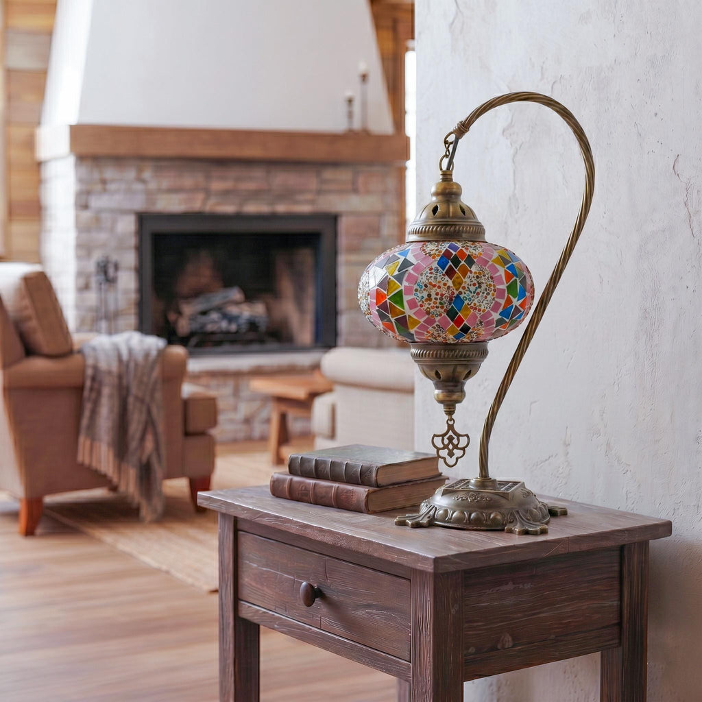 MoslandHome Handmade Turkish Moroccan Mosaic Table Lamp LED
