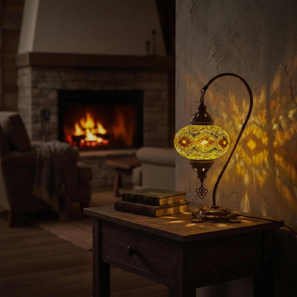 MoslandHome Handmade Turkish Moroccan Mosaic Table Lamp LED