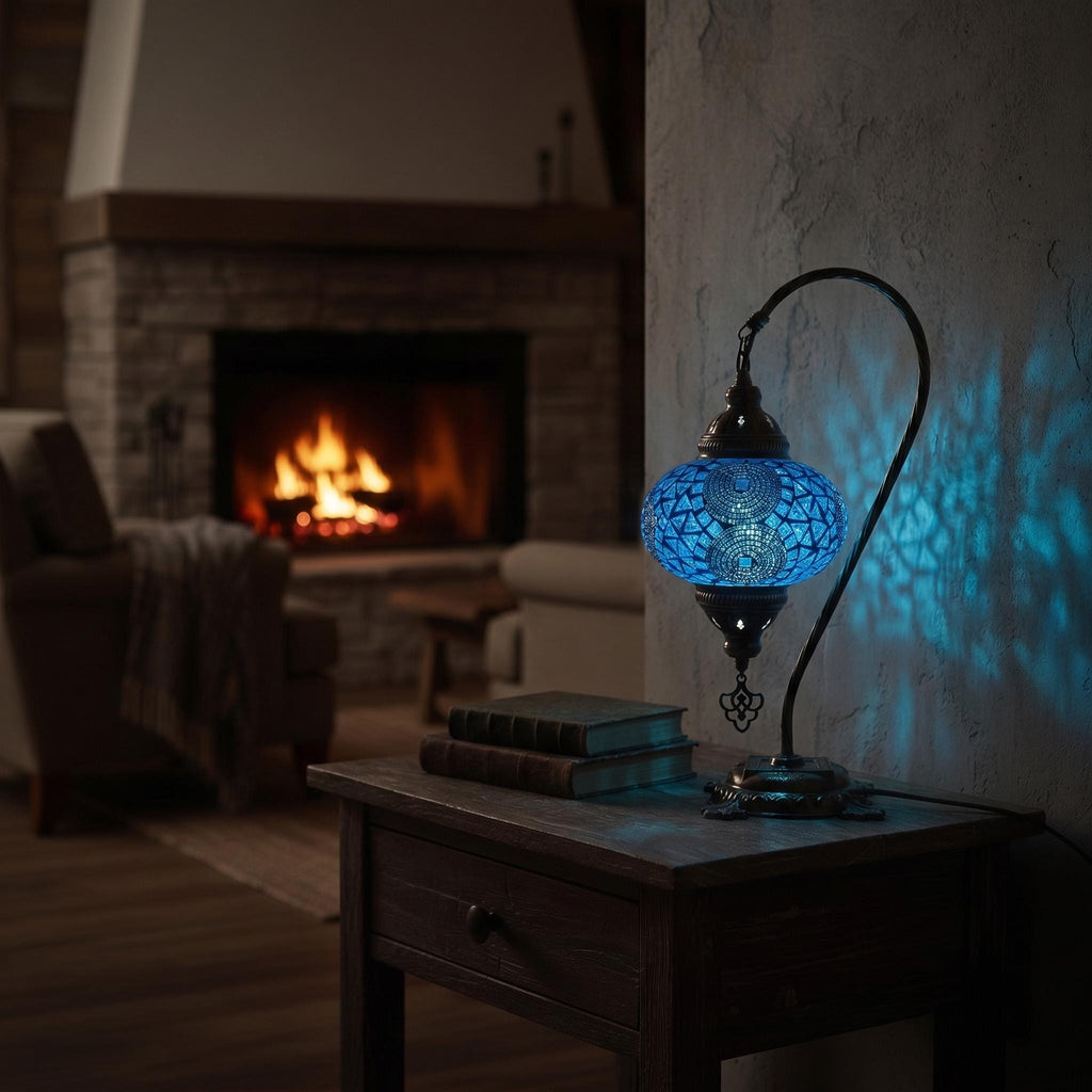 MoslandHome Handmade Turkish Moroccan Mosaic Table Lamp LED